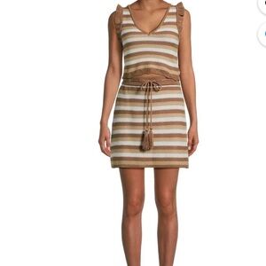 Madden NYC Stripe crochet sleeveless top, and skirt set